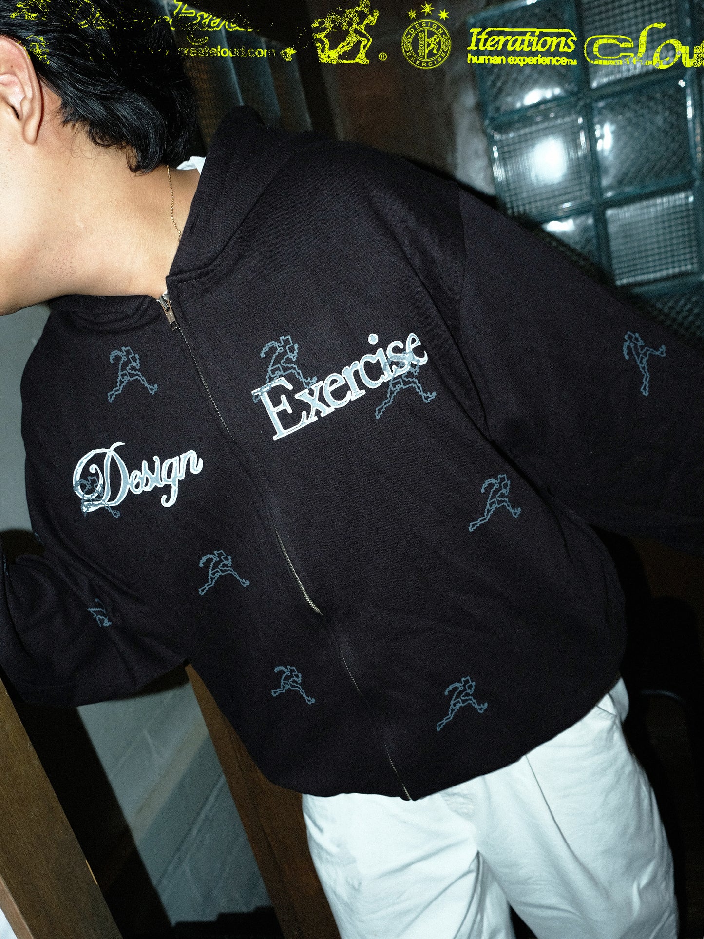 CLOUDS Multi Design Exercise Zip Up Hoodie