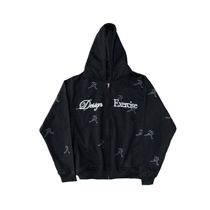 CLOUDS Multi Design Exercise Zip Up Hoodie